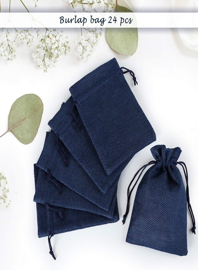Naler 24pcs 3.9 x 5.5 Inch Burlap Bags with Drawstrings, Linen Gift Bags Jewelry Pouches Sacks for Wedding, Party Favors, DIY Craft, Presents (Navy Blue) - Image 4
